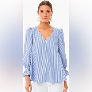 Tuckernuck Blue Stripe Easton Blouse Medium